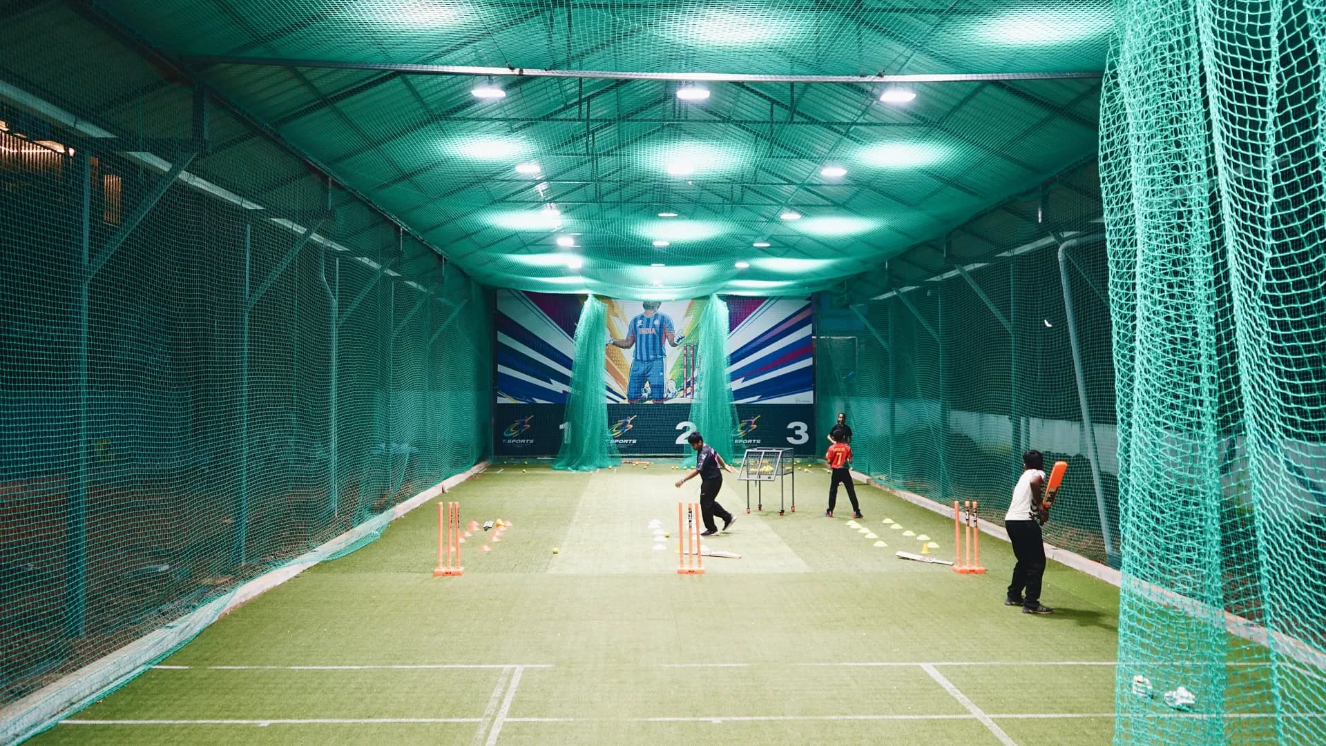 Young cricketer executing a perfect front-foot cover drive